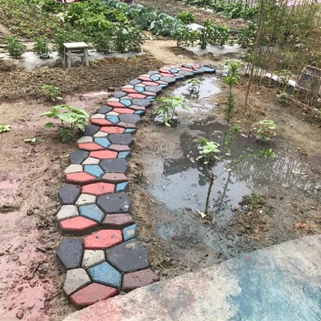 4 Styles Pathmate Kő Penész -Burkoló Járda Burkolat Beton Formák Lépcsőzetes Sétáló Út Cementformák A Gyep És Kert Számára - Image 2