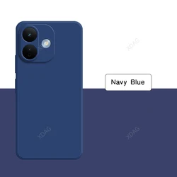 Candy Phone Case - Soft Liquid Silicone Gel with Flocking Interior Back Cover for Redmi Note 17 Pro 5G (Navy Blue)