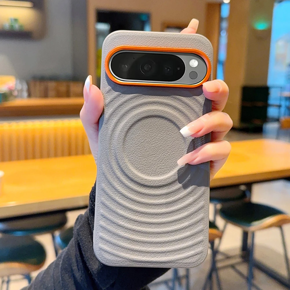 Solid Color Ripple Textured Magnetic Anti-Fingerprint Phone Case