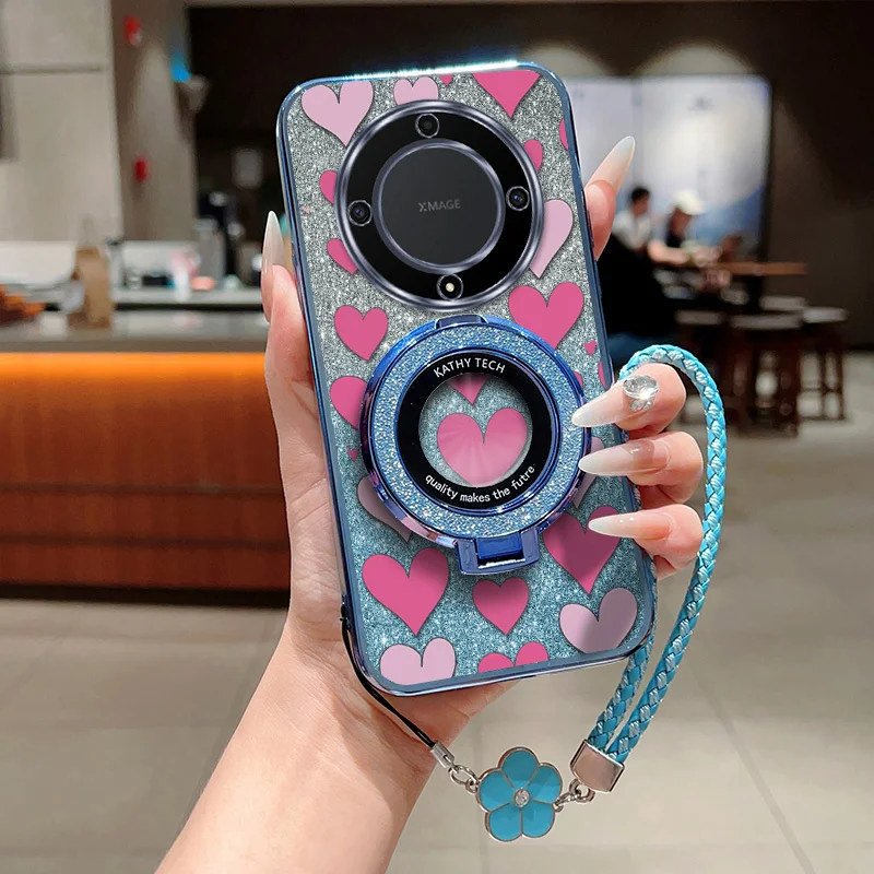 Cute Loving Heart Phone Case Set with Lanyard and Stand – 3 Piece Combo