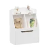 Kids Bookshelf with Drawer and Wheels, Children's Book Display,  Wooden Bookcase, Toy Storage Cabinet Organizer, White 6