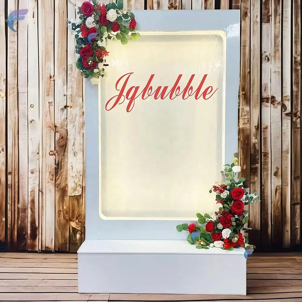 맞춤형 LED 조명 실내 웨딩 바닥 분수 폭포 스테인리스 스틸 유리 웨딩 장식 스크린 및 룸 디바이더