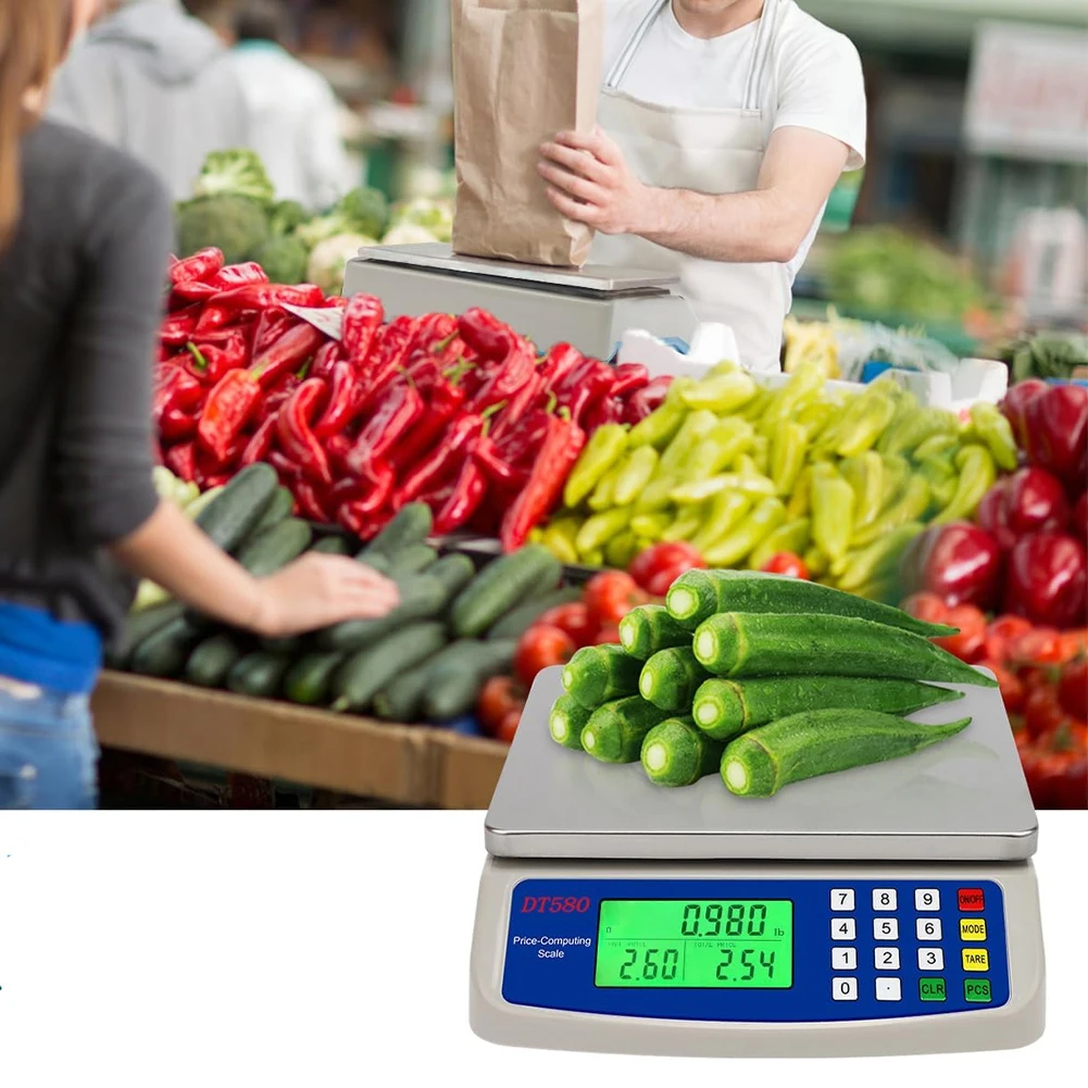 40kg/1g Commercial Food Scale LCD Display Coins Counting Scale Multi-Function Stainless Steel Counting Scale for Baking Cooking