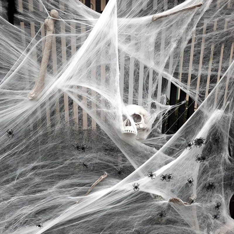 Artificial Spider  Halloween Scary Party Scene Props White Stretchy