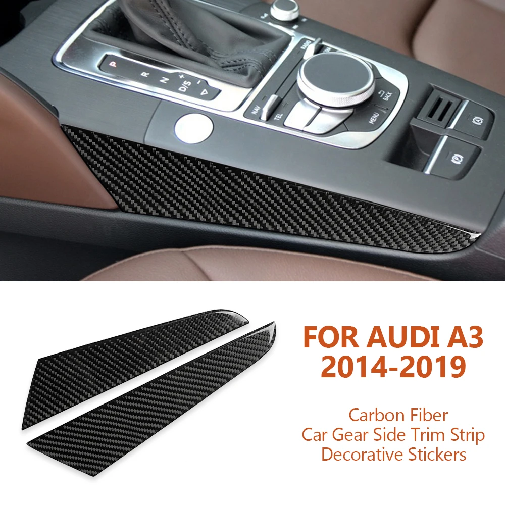 

For Audi A3 2014-2019 Hand-Made Carbon Fiber Car Gear Shift Side Trim Strip Panel Decorative Stickers Auto Interior Accesorios