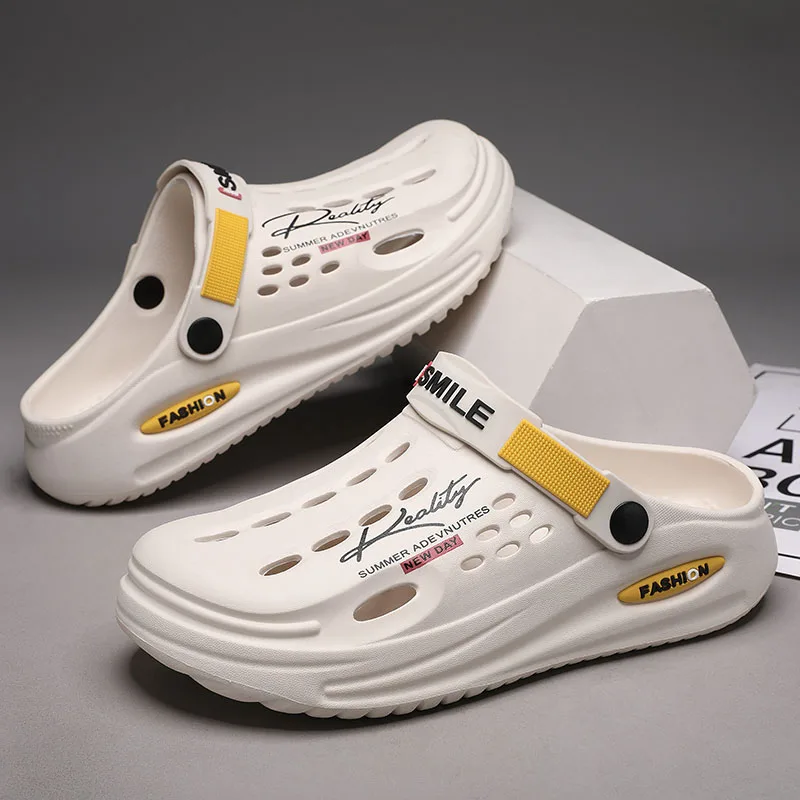 Men' Slippers EVA Hole Mens Mules Non-Slip Thick Soft Platform Slide...
