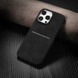 Vintage-Style PU Leather Card Slot Phone Case - Shockproof Protective Back Cover for iPhone 14 Plus (Black)