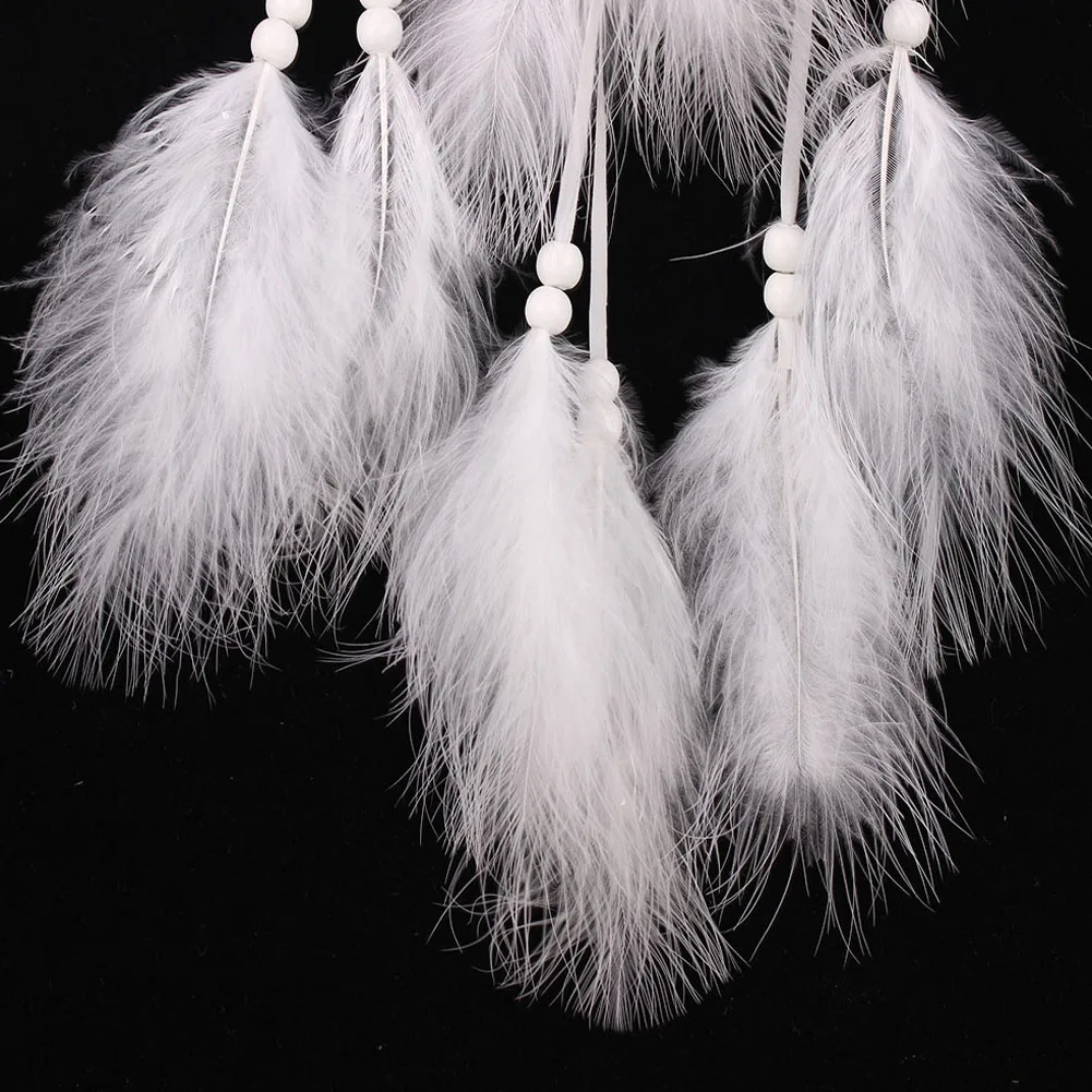White Feather Dream Catcher Wind Chimes - Handmade Wall Hanging Decor