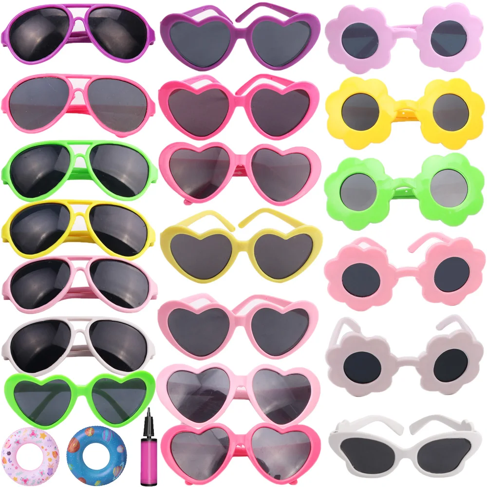 Doll Sunglasses Glasses For 18-Inch American And 14-Inch 43Cm Newborn Baby Boys And Girls DIY Eye Toy Birthday Festival Gifts fiit vr 5f 3d vr headset fan cooling virtual reality 3d glasses box for 4 0 6 3 inch smartphone