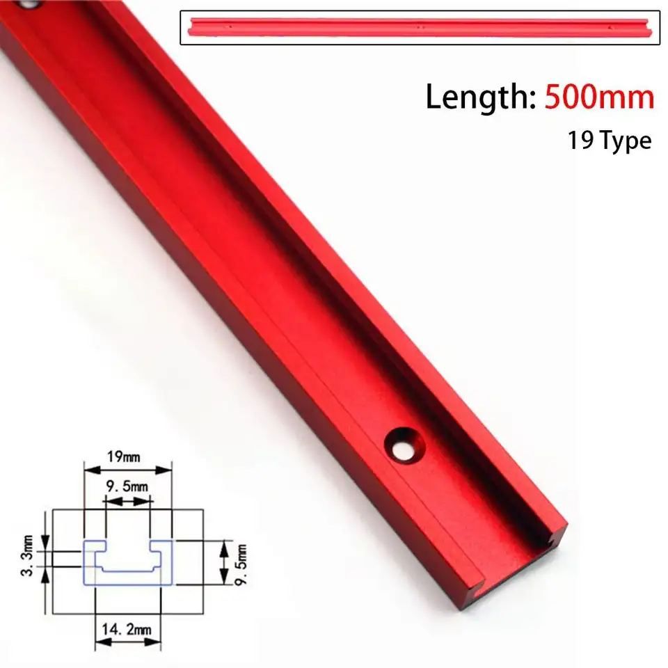 1Pcs Slide Guide Rail T-Track Aluminium Alloy 300-600mm T-Slot Track T Slider Fixture Slot Slide 19 Type 19x9.5mm image 7