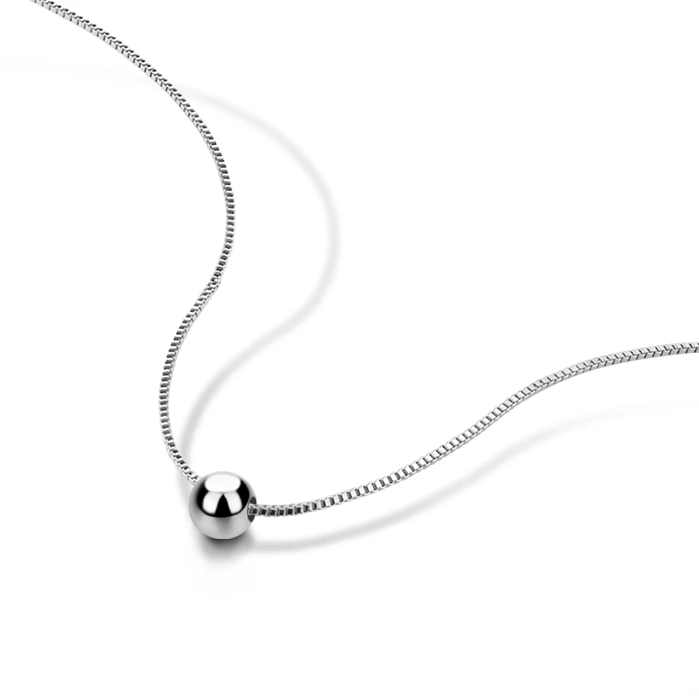

Korea Cute Smooth Small Round Bead Pendant Necklace for Women 925 Silver Simple Fashion Party Jewelry Personality friend Gifts