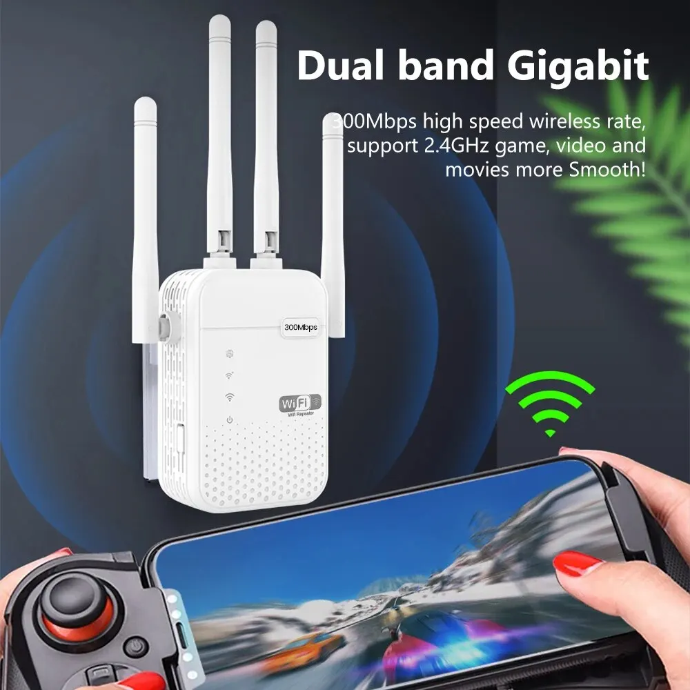 High-Speed 300Mbps WiFi Range Extender & Signal Booster