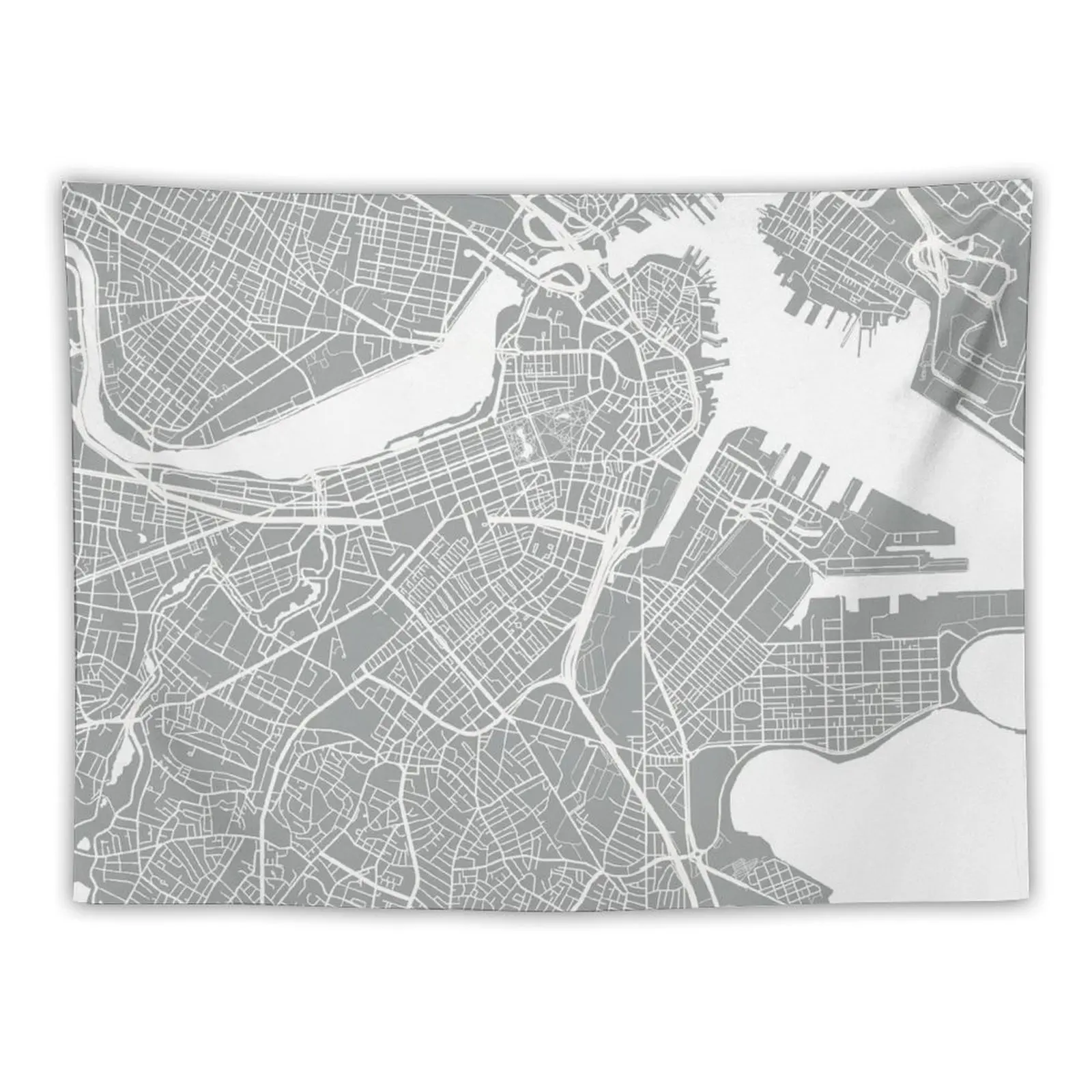 

Boston Map - Light Grey Tapestry Tapete For The Wall Carpet On The Wall Room Decor Tapestry