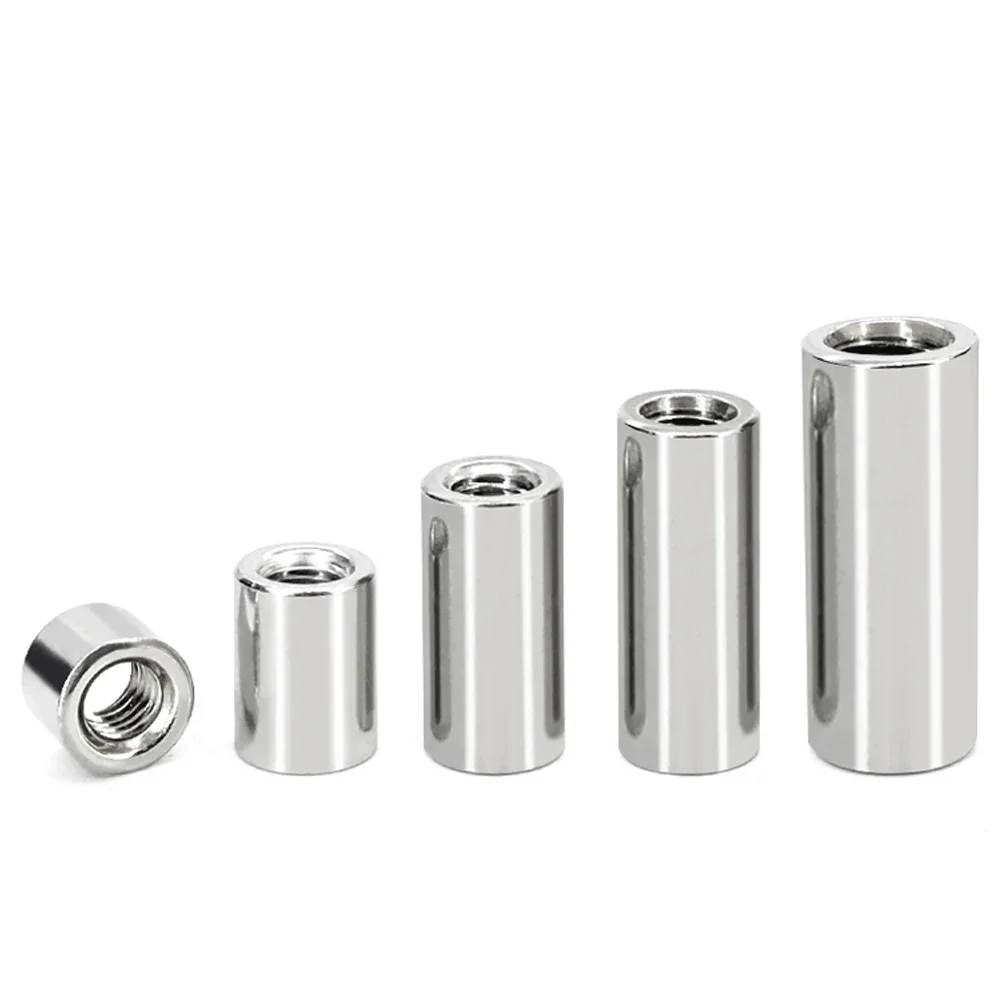 2-10Pcs M3 M4 M5 M6 M8 M10 304 Stainless Steel Extension Thicken Round Coupling Nut Connector Joint Sleeve Nut