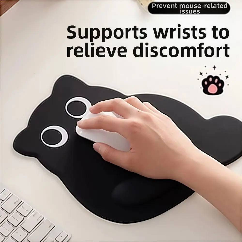 Big-eyed Cat Mouse Pad Non-Slip Comfortable Wrist Rest Typing Pad Dirt-resistant Soft Ergonomic Mouse Pad For Computer Office
