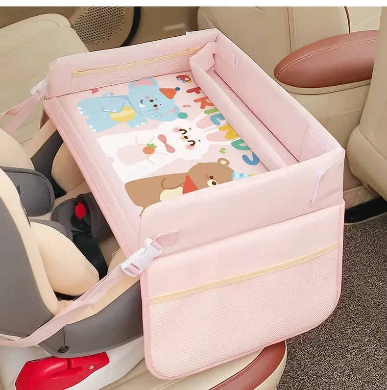 Foldable Car Seat Tray for Kids – Waterproof & Portable Design with Multiple Pockets, Large Capacity Table for Diningl