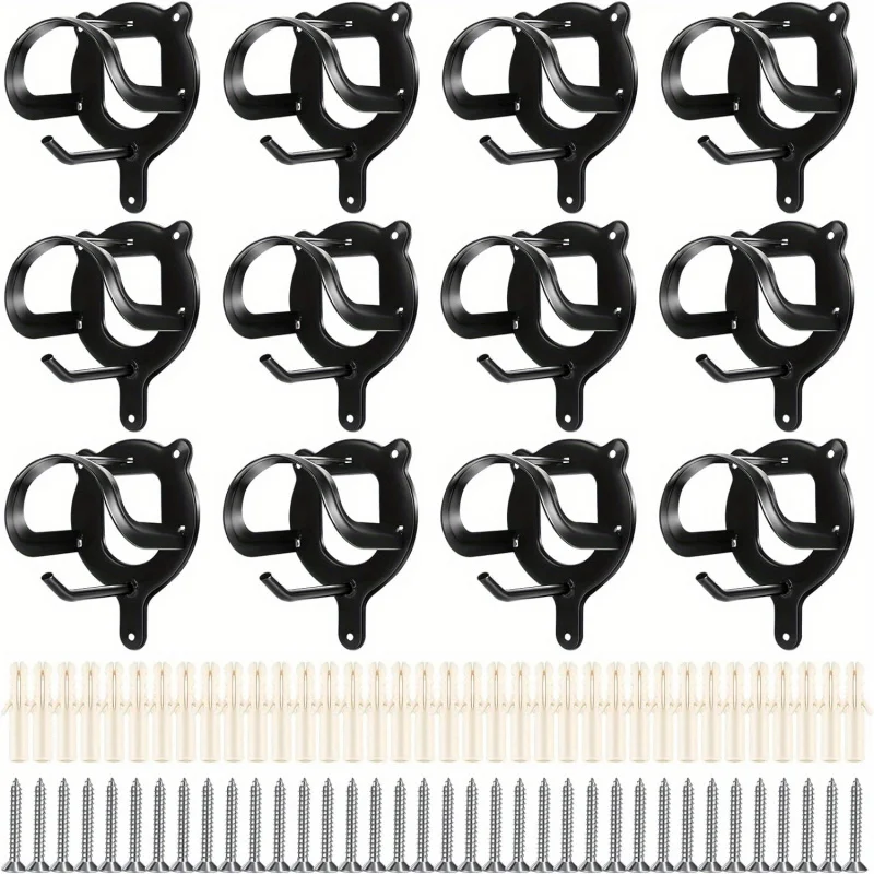 Black Metal Saddle Racks with Hooks, Pipes & Screws - Durable Horse Nail Storage and Neck Hanging Brackets for Bar 2