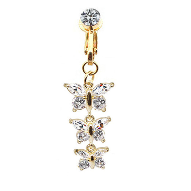 Fake Belly Butterfly Fake Belly Piercing Butterfly Clip On Umbilical Navel Fake Pircing Butterfly Cartilage Earring Clip