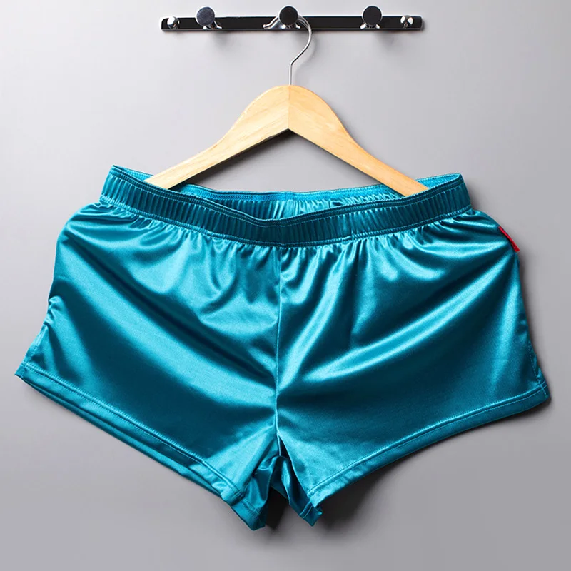 

Men Smooth Solid Color Satin Short Pants Home Pajamas Sleep Bottoms Sleepwear Underwear Loose Casual Comfortable Boxer Shorts