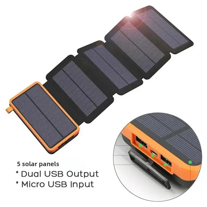 Power Bank solare da 20000 mAh, batteria esterna, pannello solare pieghevole, powerbank con doppio caricatore USB, powerbank per smartphone - Image 6