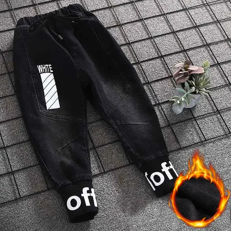 Winter Boys Jeans Thicken Warm Kids Trousers Demin Pants for Children Causal Boy Baby