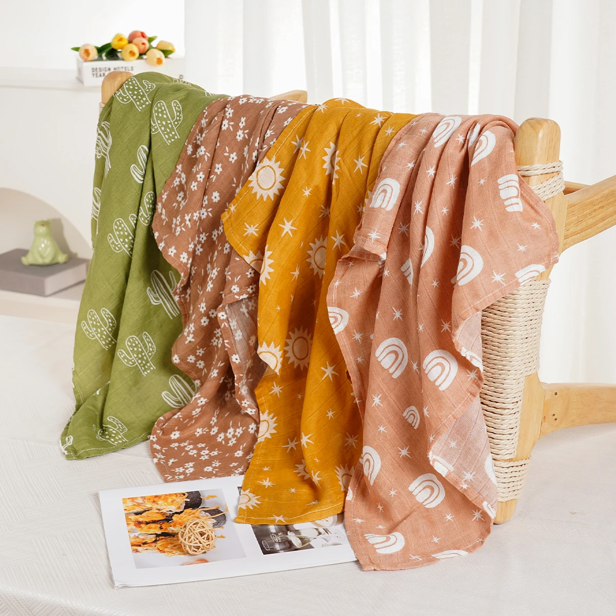 Kangobaby #My Soft Life# 4pcs Set Bamboo Cotton Baby Muslin Bib Newborn Burp Cloth Fashion Scarf Size 60x60cm 5