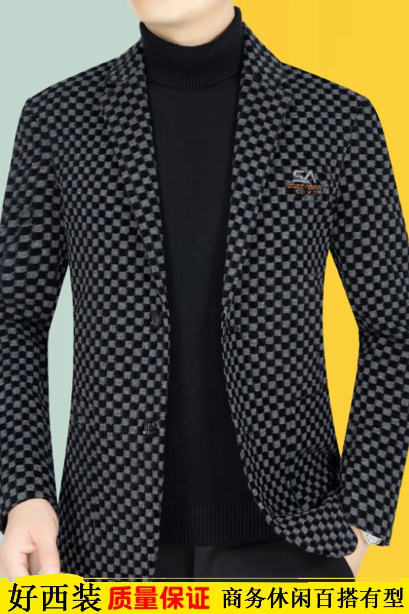 Spring Autumn s Men Blazer Mens Fashion Plaid Coats Business Casual Slim Fit Suit Jacket Male Clothes Outerwear