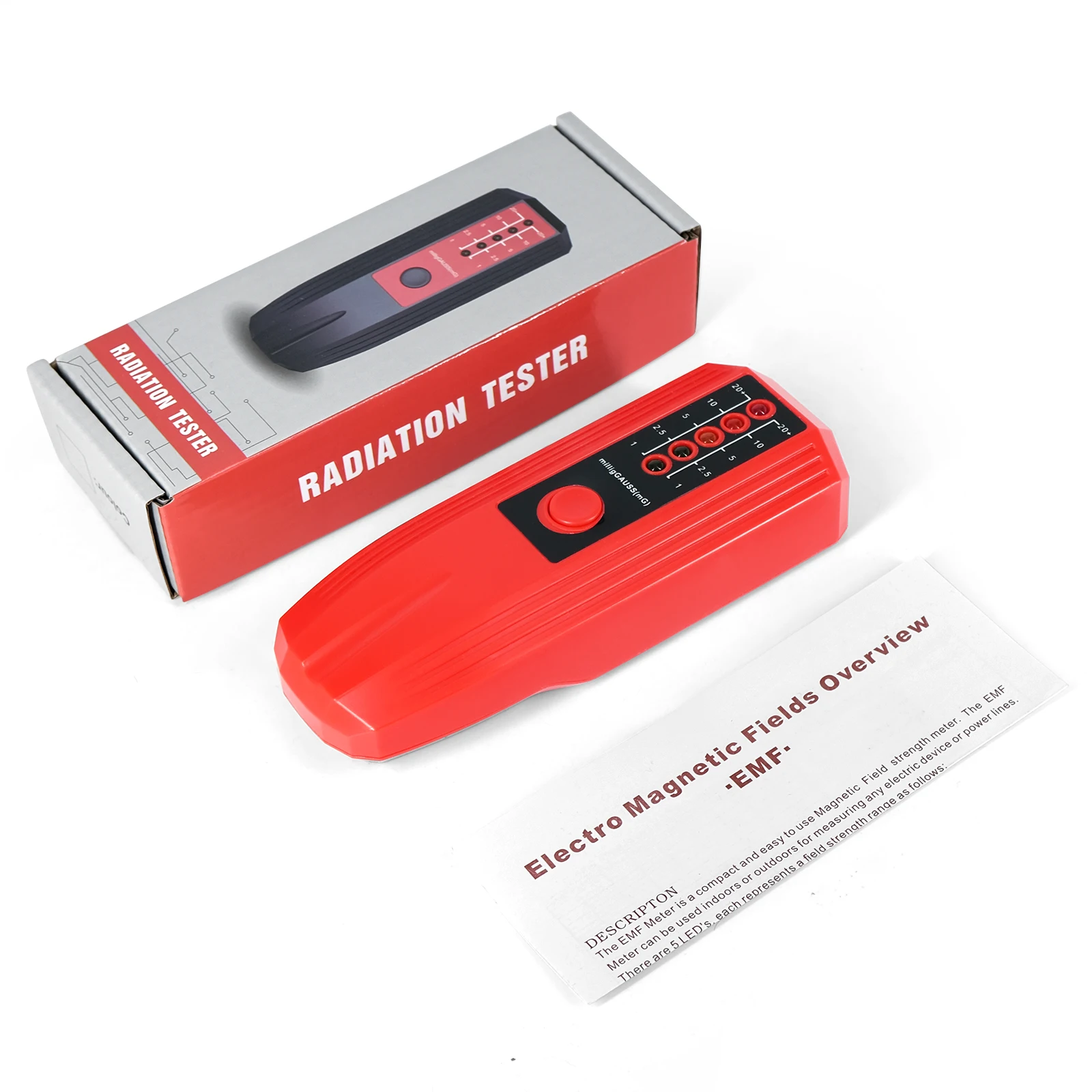 Electromagnetic Field EMF Gauss Meter Ghost Hunting Detector Portable EMF Magnetic Field Detector 5 LED Gauss Meter Testing