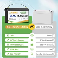 FLLYROWER 12V 168AH LiFePO4 batterie au Lithium avec Bluetooth BMS 8000 + Cycles pour camping-cars de tourisme batterie éolienne solaire tout-terrain 4