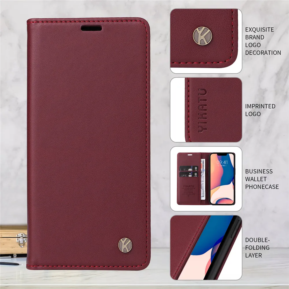 Magnetic Leather Flip Book  Case in Sleek Design