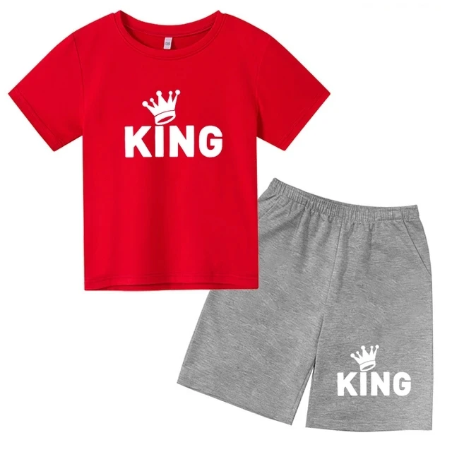 Conjunto de 2 piezas de camiseta de manga corta y pantalones cortos con estampado de letras de marca de verano, traje deportivo informal para niños y niñas, conjunto de moda para niños