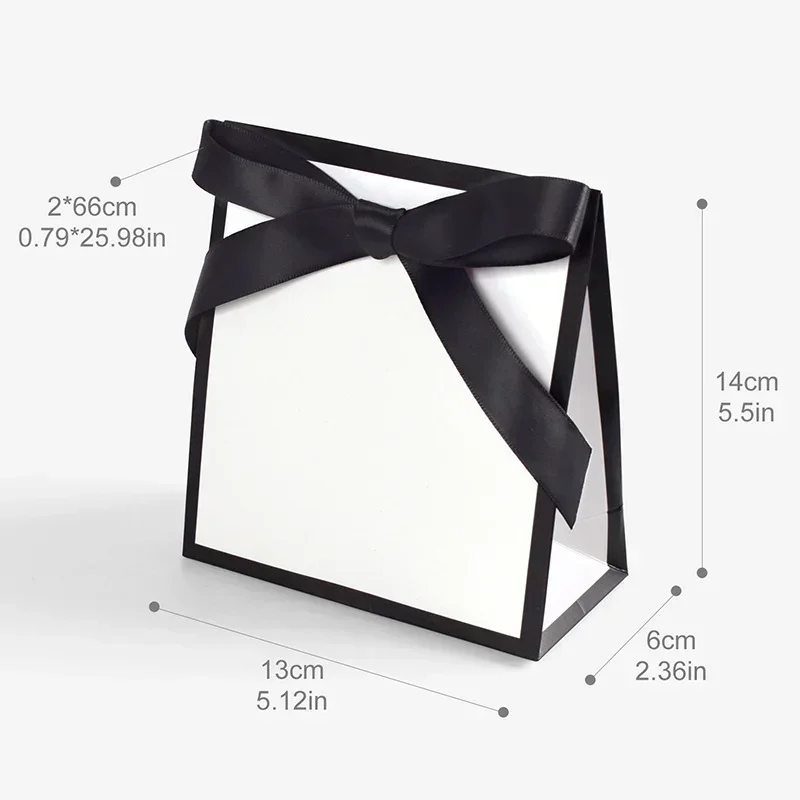 Cardboard Paper Shopping Handbag Gift Packing Bag Portable Black White Wrapping Tote With Handles Sundries Storage Pouch 100PC