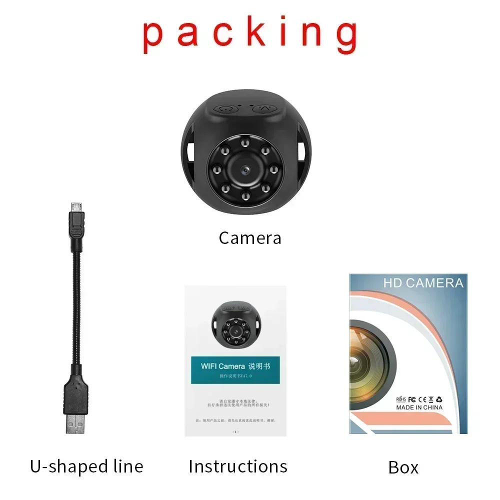 PEGATAH Mini 1080P Wifi Camera Remote Monitor Night Vision Video Recorder Wireless Micro Webcam Smart Home Security Camcorders