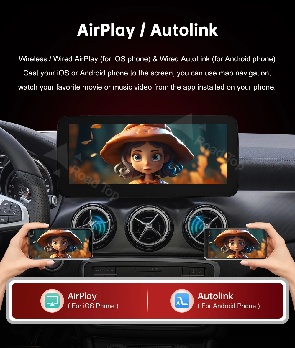 Kabelloses CarPlay Android Auto Multimedia-Radio-Display für Mercedes-Benz A B CLA GLA Klasse W176 W246 2016-2018 NTG5.0 – Detail 11