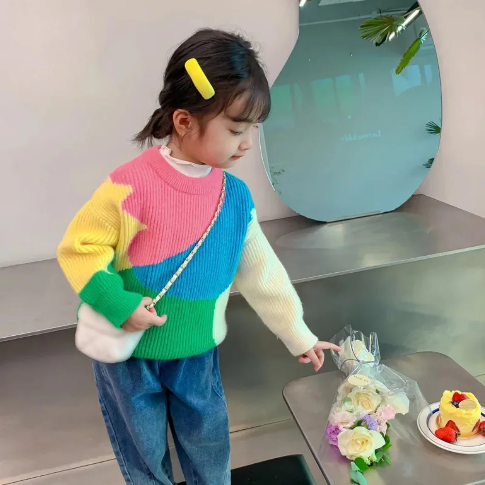 Korean Girls Autumn and Winter Sweater Kids Fashionable Comfortable Sweater Warm Soft Children for 1-7 Years