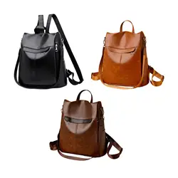 Travel Backpack Knapsack Daypack Rucksack Water Resistant PU Leather Schoolbag for Women Men College Students Teens Outdoor Trip