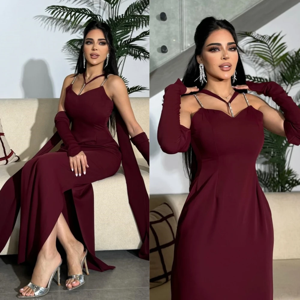 Prom Dress Saudi Arabia Satin Formal Evening A-line V-Neck Bespoke Occasion Dresses Ankle-Length mbcullyd dark green satin prom dresses long 2019 elegant v neck evening dress for women formal floor length robe de soiree