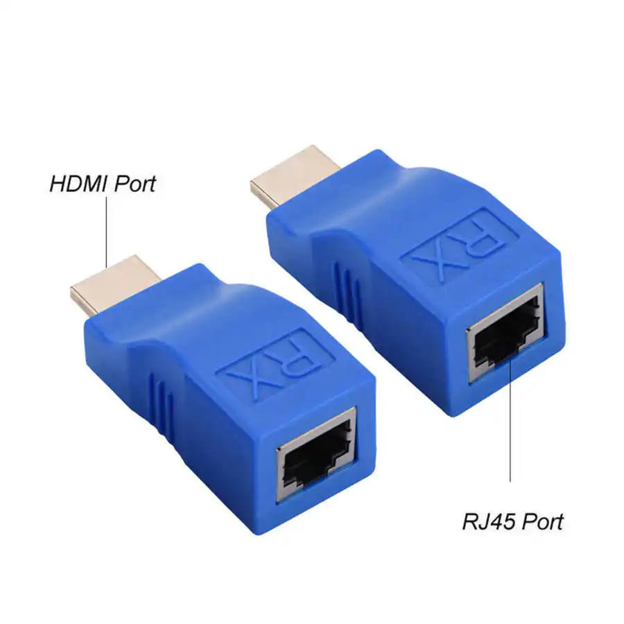 1 쌍 HDMI 익스텐더 어댑터 RJ45 신호 증폭 송신기 수신기 30 미터 V
