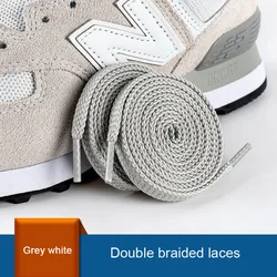 Premium Flat Shoelaces for Casual and Sports Shoes - Versatile Shoe Accessories (Gray white)