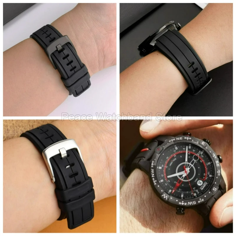 Colorfast Smooth-Textured Silicone Watchband with Convex Interface