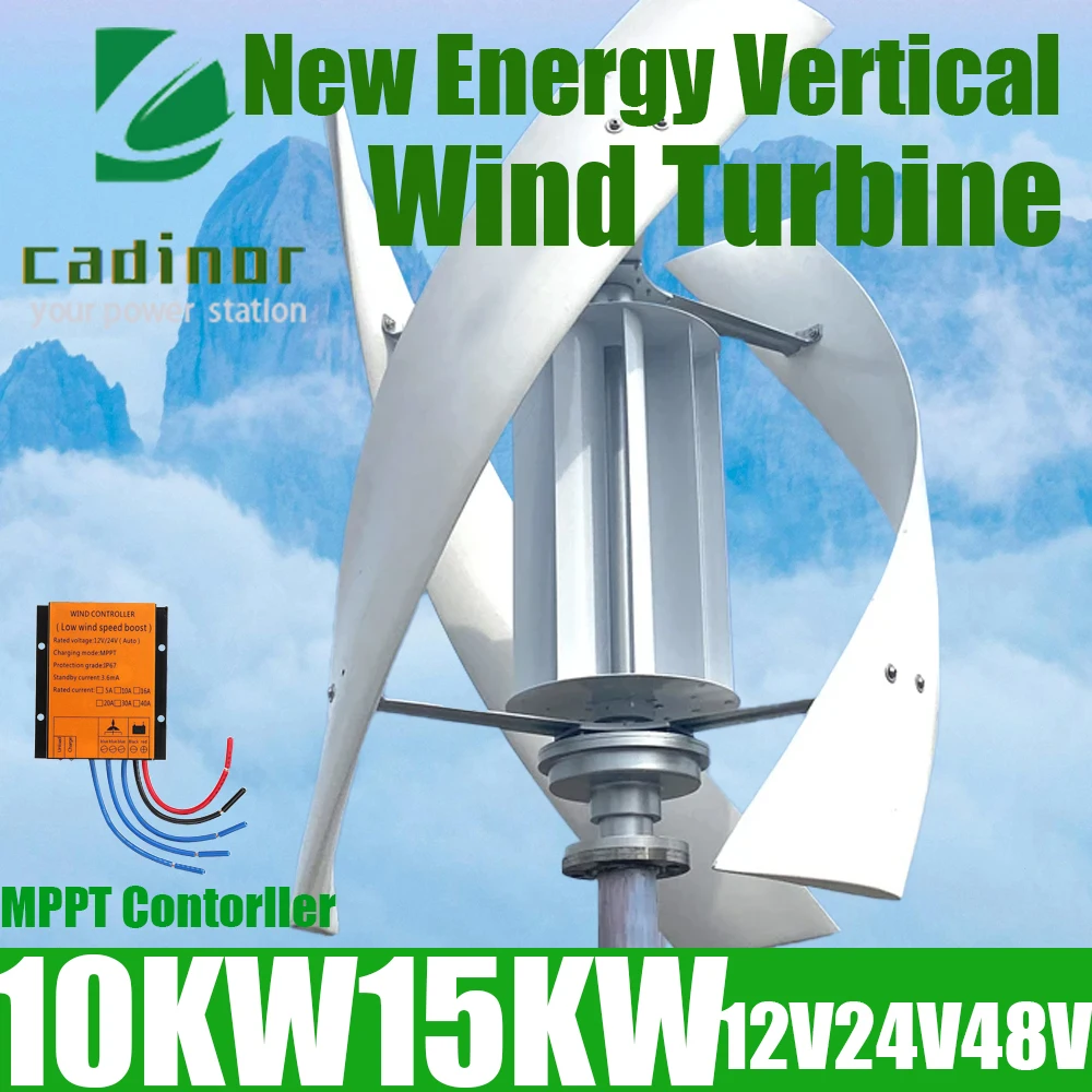 10KW 15KW Wind Turbine Generator 12V 24V 48V Vertical Turbine Alternative Free Energy Windmill MPPT Hybrid Controller For You