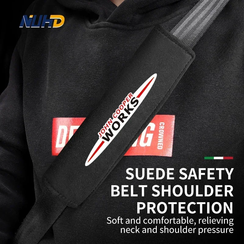 

Suede Car Seat Belt Shoulder Cover For MINI WORKS Cooper S Coupe JCW COUNTRYMAN Seat Belt Protective Cover Interior Accessories