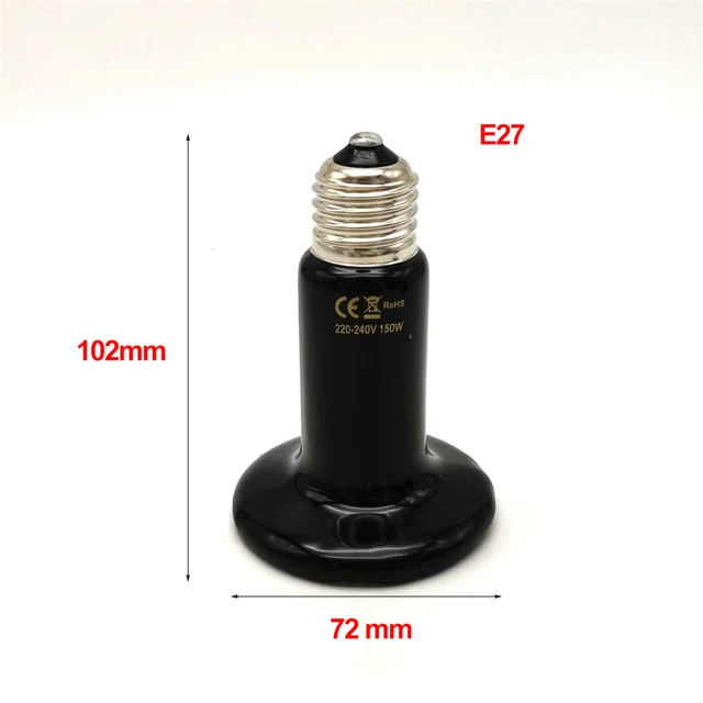 110V 220V Pet Heating lamp Infrared Ceramic Emitter Heat Light Bulb Pet Brooder Chickens Reptile Lamp 25/50/75/100/150/200W 6