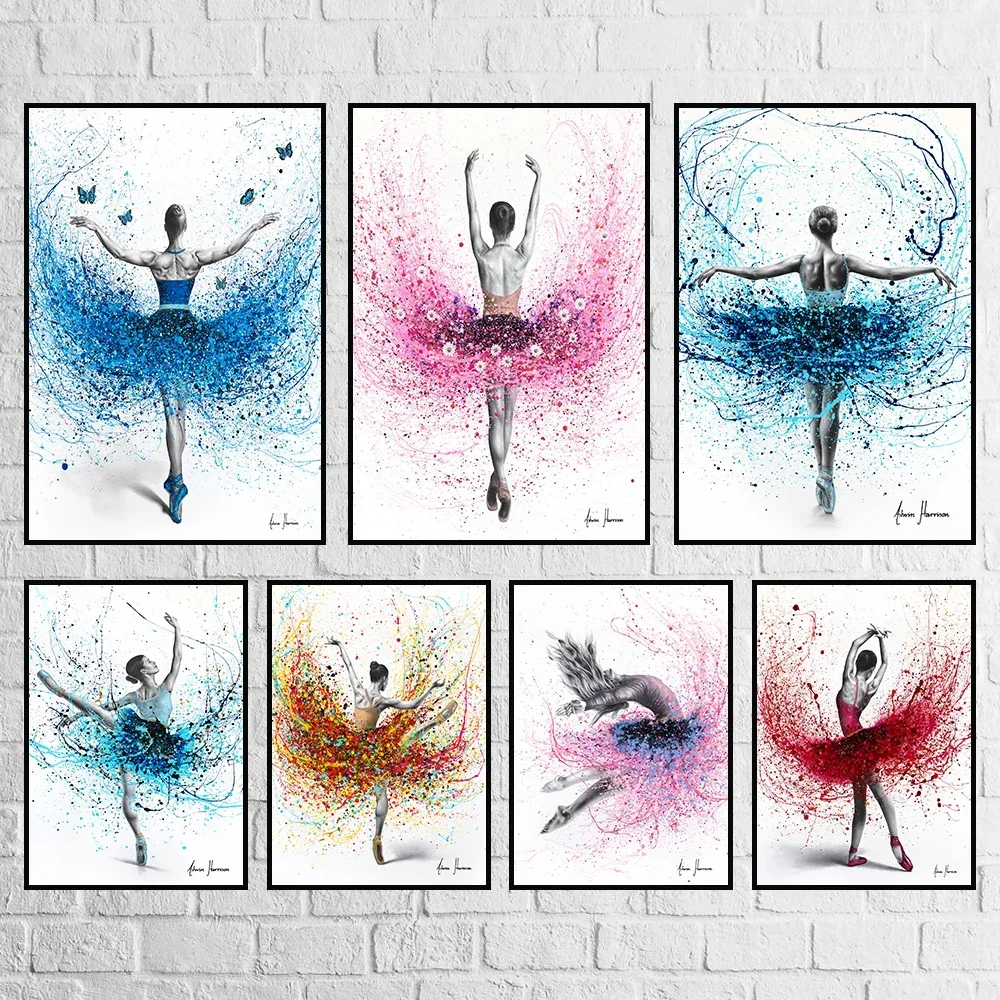 Abstract Colorful Ballet Dancing Girls Canvas Painting HD Modern Dancers Posters Wall Art Home Living Room Decor Birthday Gifts 1