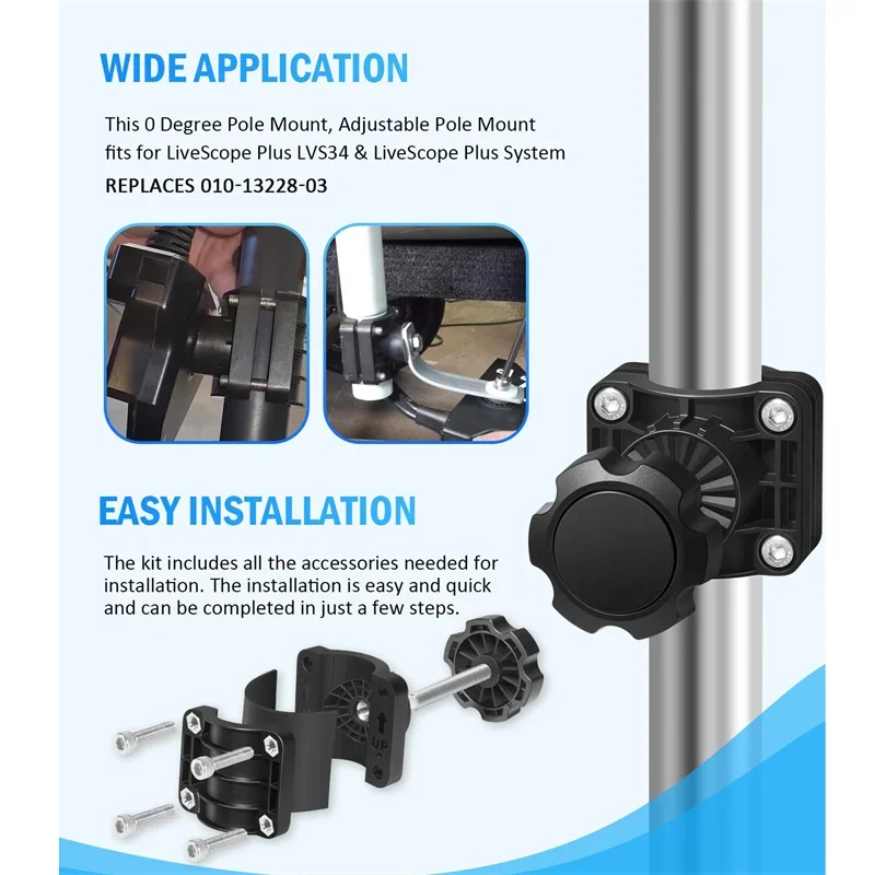 0 Degree Pole Mount Adjustable Pole Mount Fit for LiveScope Plus LVS34 & LiveScope Plus System, Replaces 010-13228-03