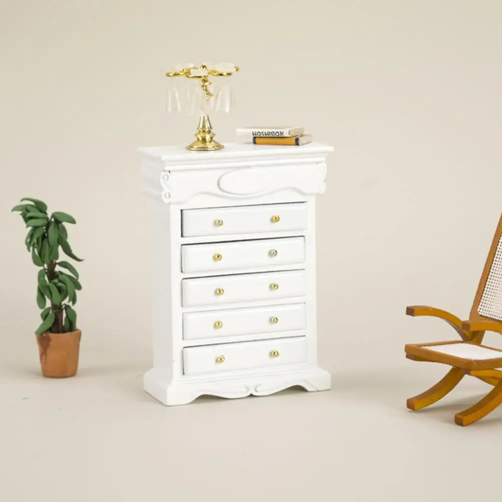 

Useful Cabinet Model Delicate Texture Dollhouse Cabinet Fine Workmanship 1:12 Miniature Cabinet Play House Toy Decorative