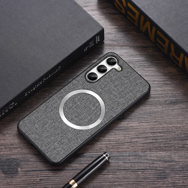 Sleek Fabric Case with Magnetic Charging Compatibility and Silicone Protection