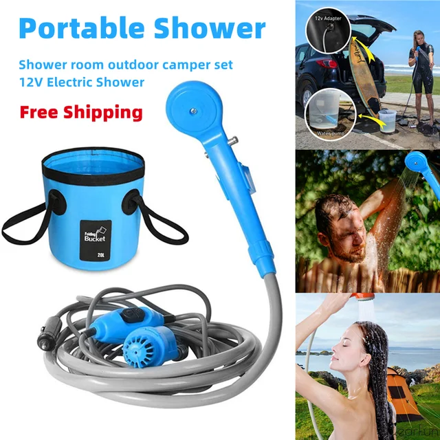 Portable Camping Shower 12v Car Cigarette lighter Handheld Outdoor Camp  Shower Pump for Travel Camp Hiking Pet Shower Car Wash - AliExpress