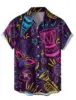 2024Graphic Mask Men's Shirt Button Up Casual Daily Wear Date Vacation Lapel Short Sleeves Polyester Shirts Carnival 4