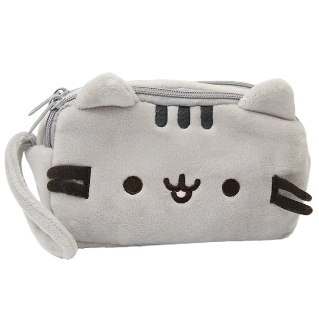 Cartoon Cat Pencil Bag Zipper Cute Anime Plush Storage Bag Novelty Pencil Bag Stationery School Supplies Girl Gift Cosmetic Bag